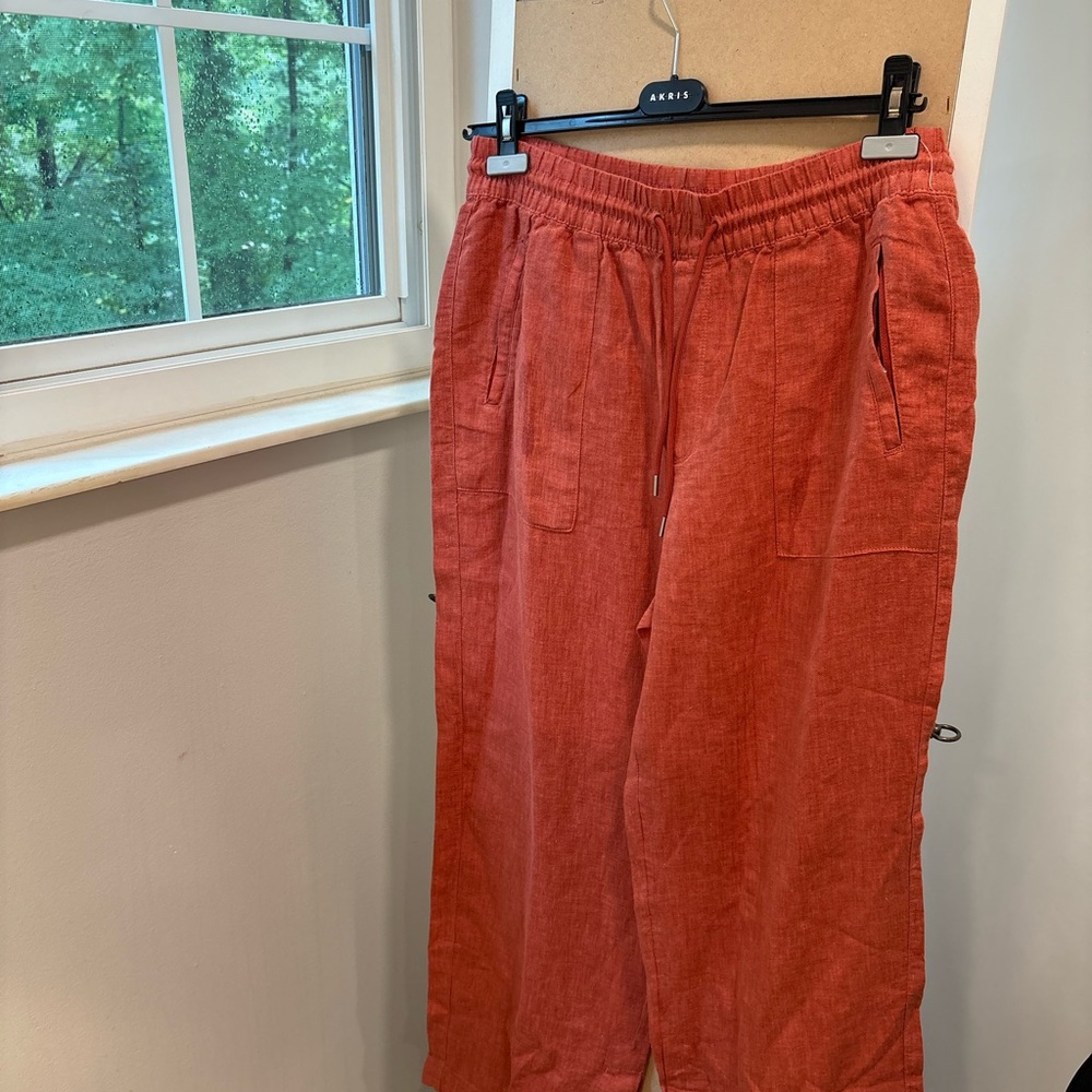 Athleta Women’s Linen Blend Drawstring Pants Size 12 Rust Orange Casual